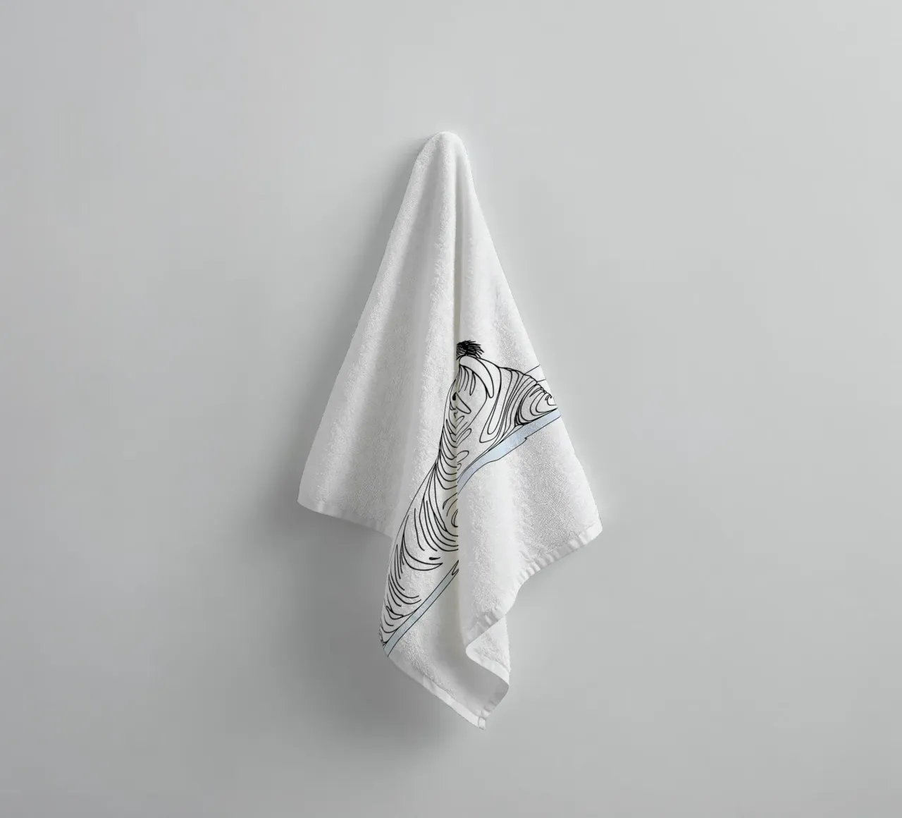 Walrus Minimalist Line Art Drawing towel by Viv Line Art