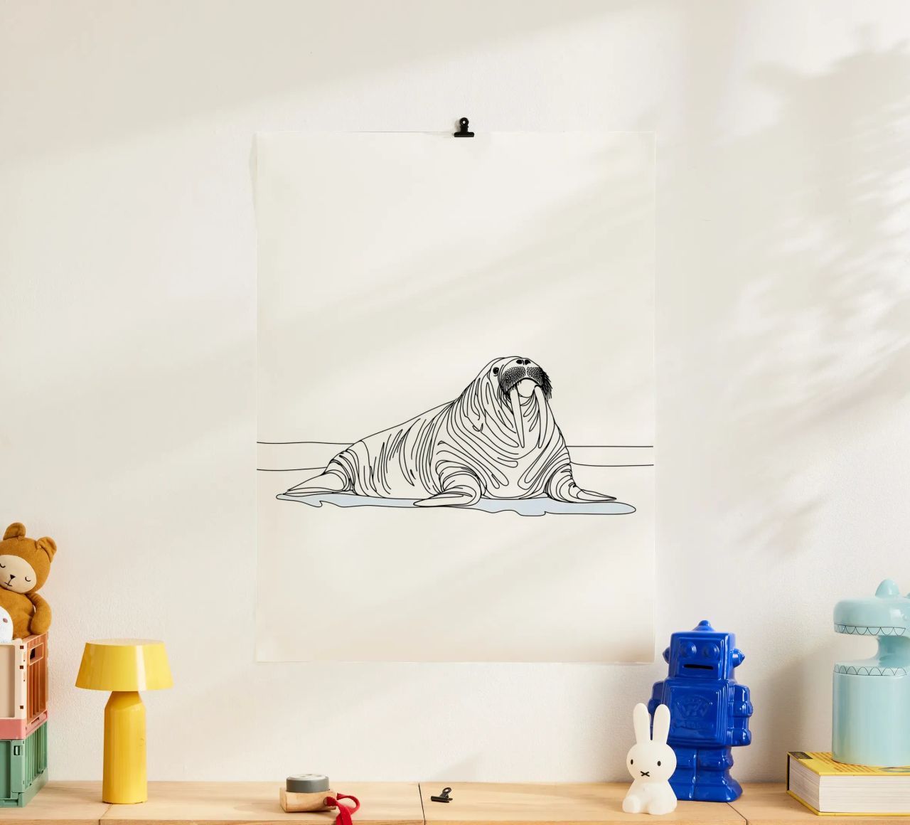Walrus Minimalistische lijntekening poster van Viv Line Art