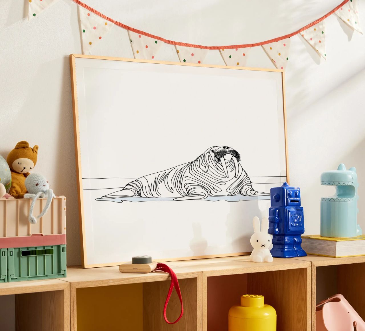 Walrus Minimalistische lijntekening poster van Viv Line Art