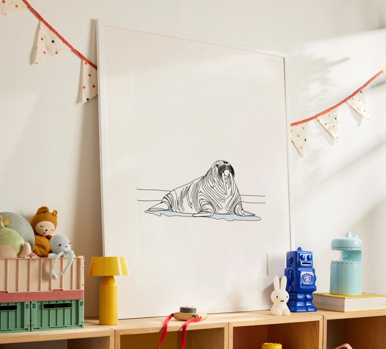 Walrus Minimalistische lijntekening poster van Viv Line Art