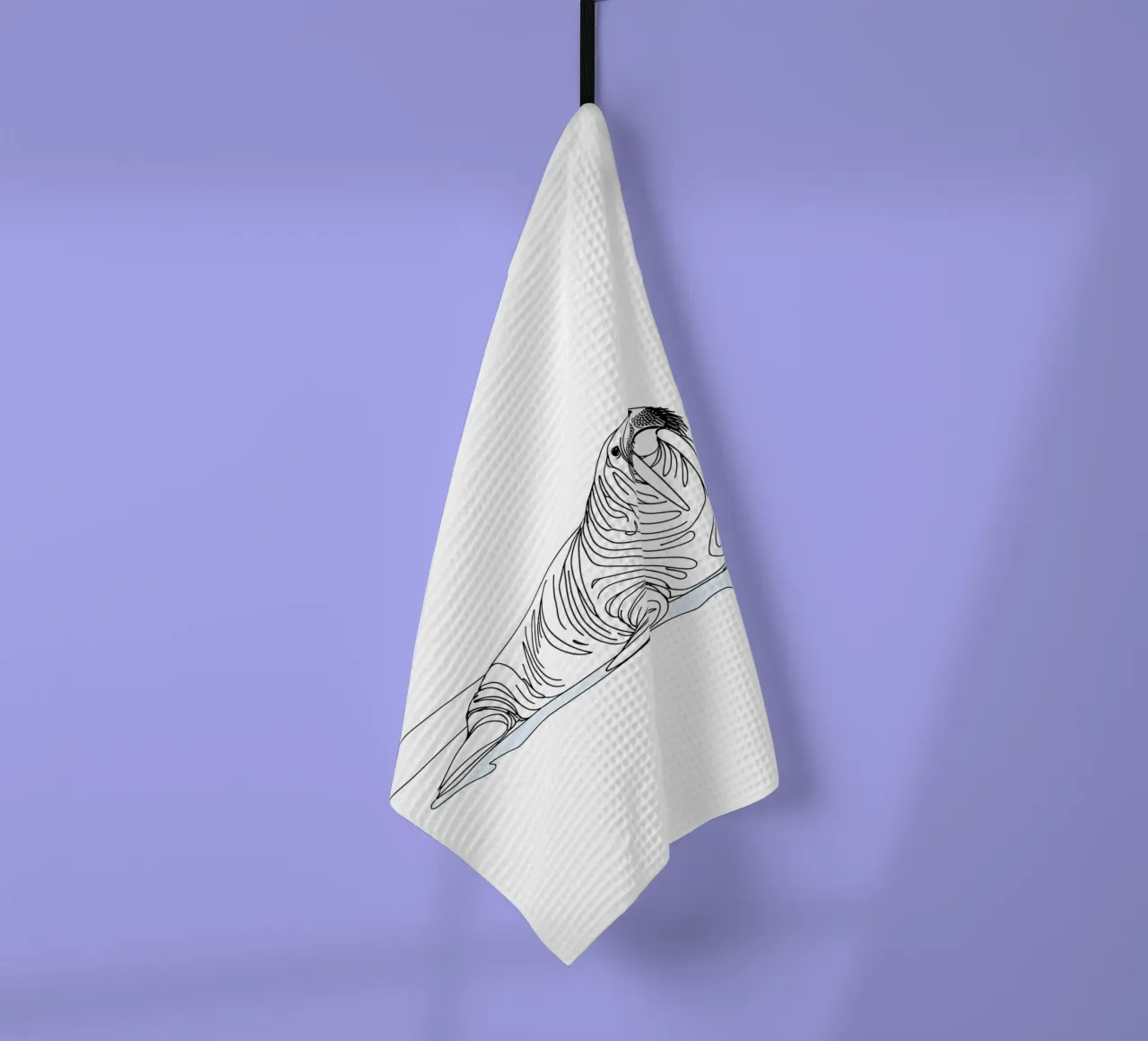 Walrus Minimalist Line Art Drawing torchon de Viv Line Art