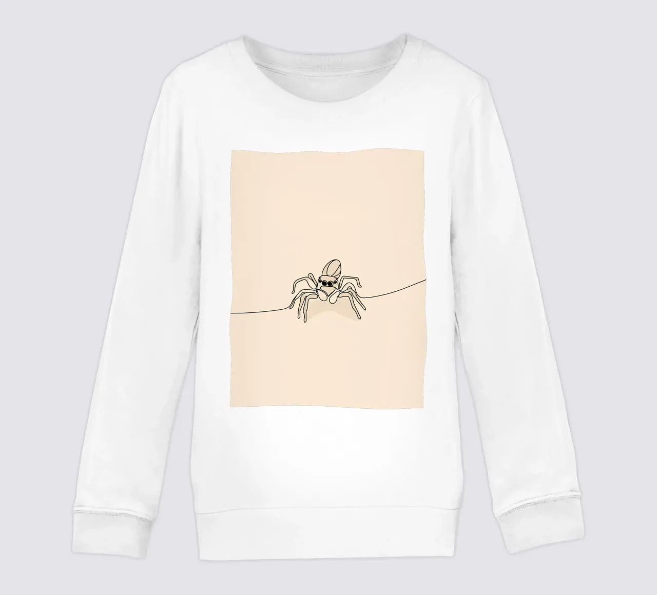 Disegno lineare minimalista di un ragno felpa bambino da Viv Line Art