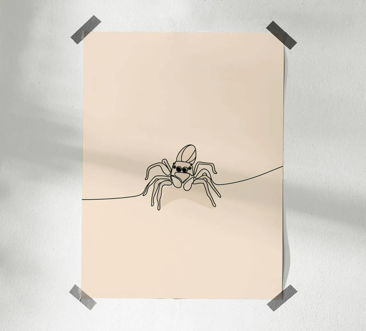 Disegno lineare minimalista di un ragno carta hahnemühle da Viv Line Art
