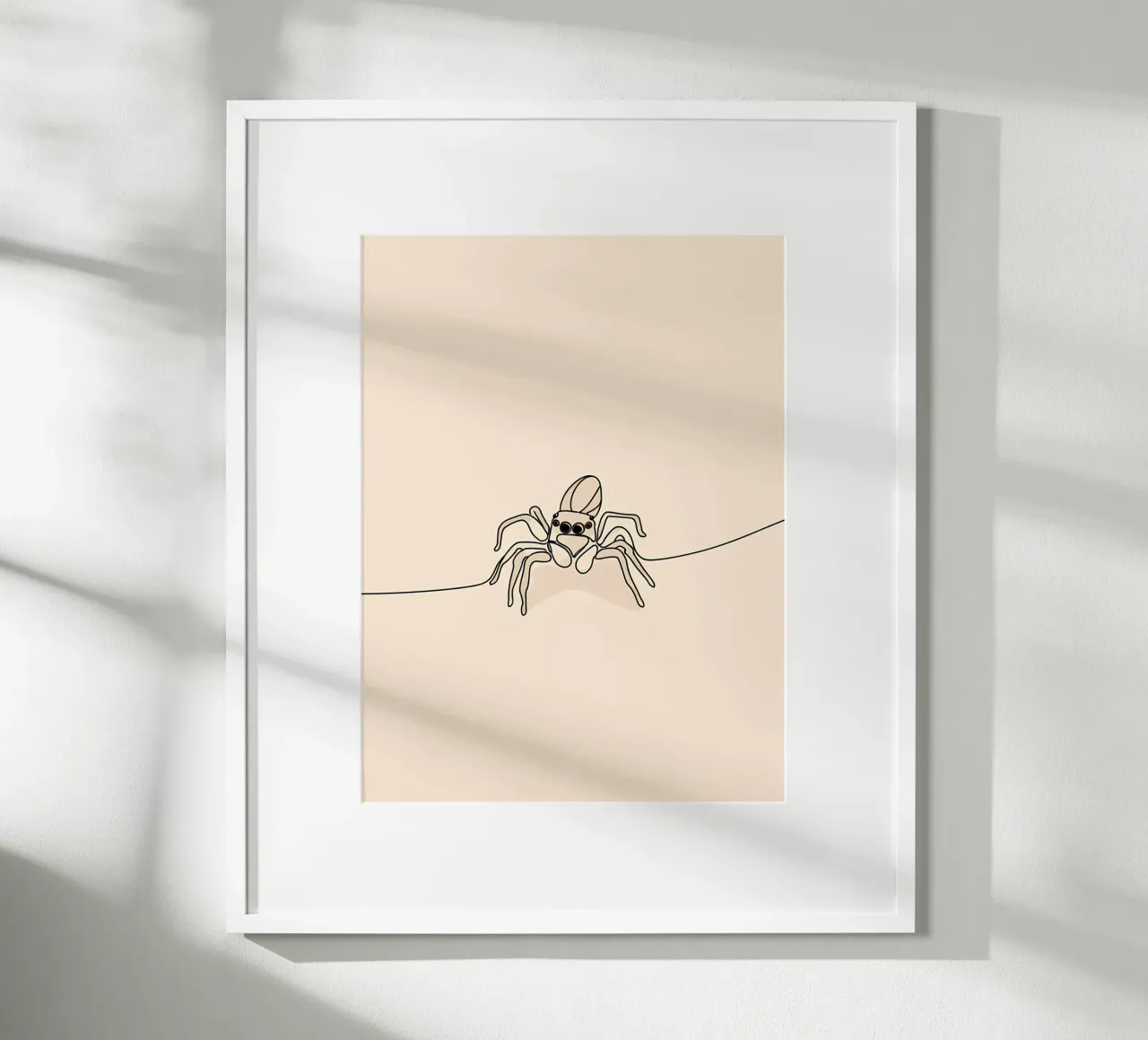 Disegno lineare minimalista di un ragno carta hahnemühle da Viv Line Art