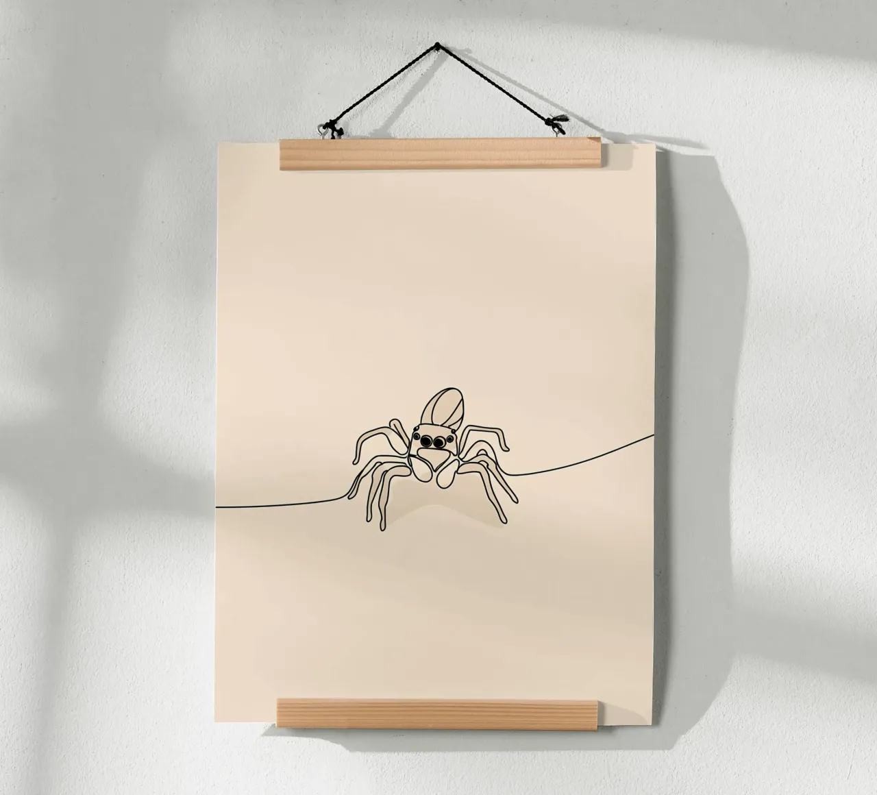 Disegno lineare minimalista di un ragno carta hahnemühle da Viv Line Art