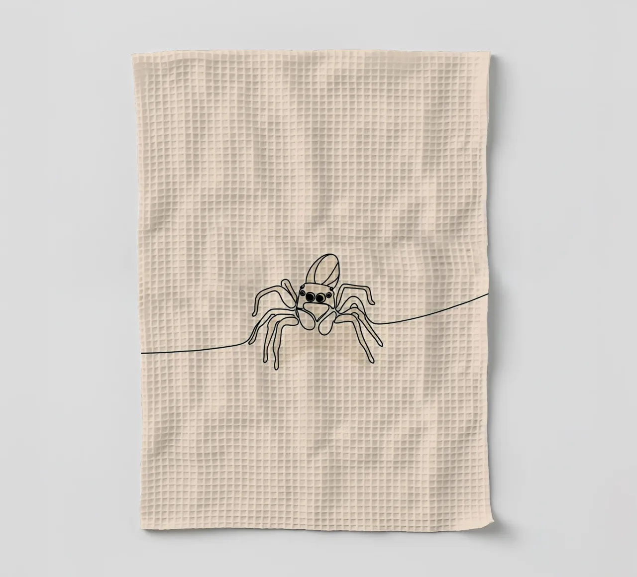 Spider Minimalist Line Art Drawing tea towel by Viv Line Art