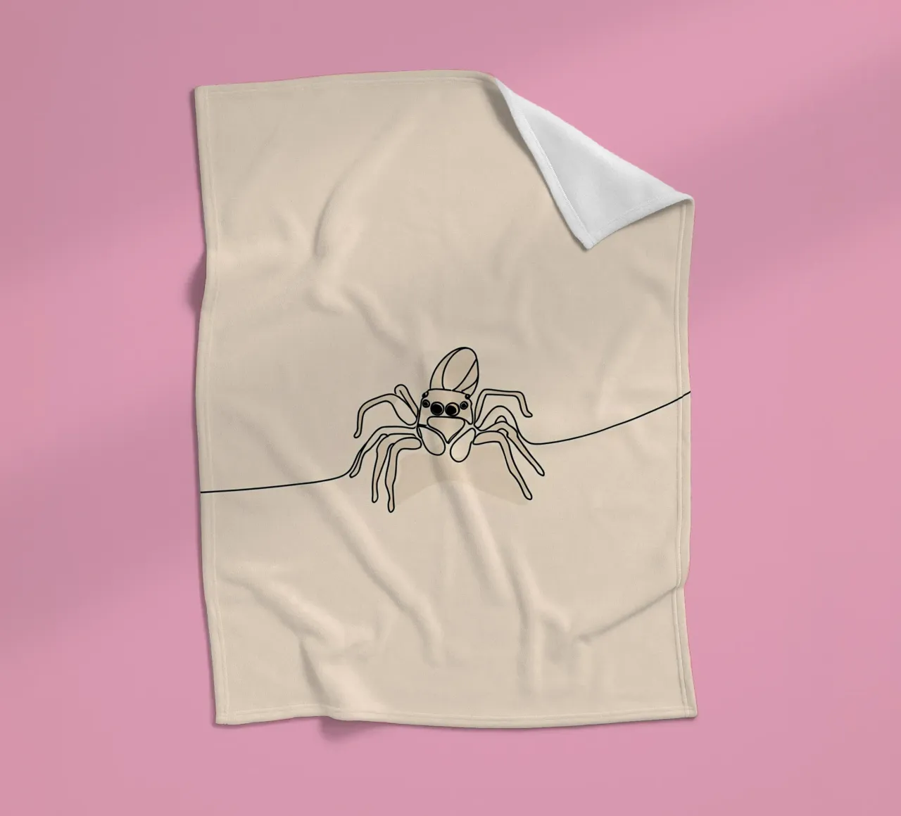 Disegno lineare minimalista di un ragno coperta in pile da Viv Line Art