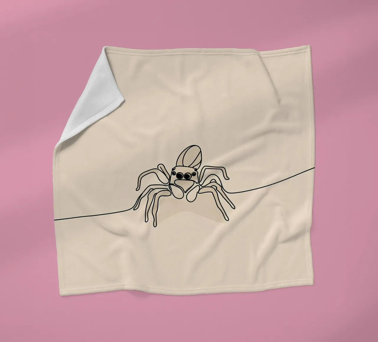 Disegno lineare minimalista di un ragno coperta in pile da Viv Line Art