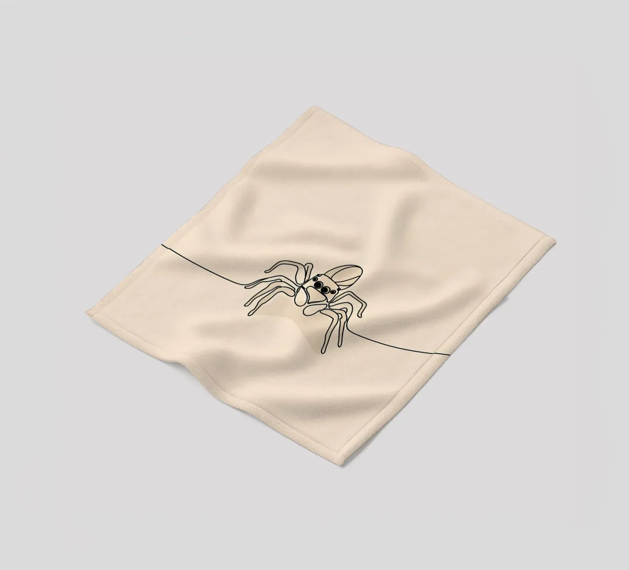 Disegno lineare minimalista di un ragno coperta in pile da Viv Line Art