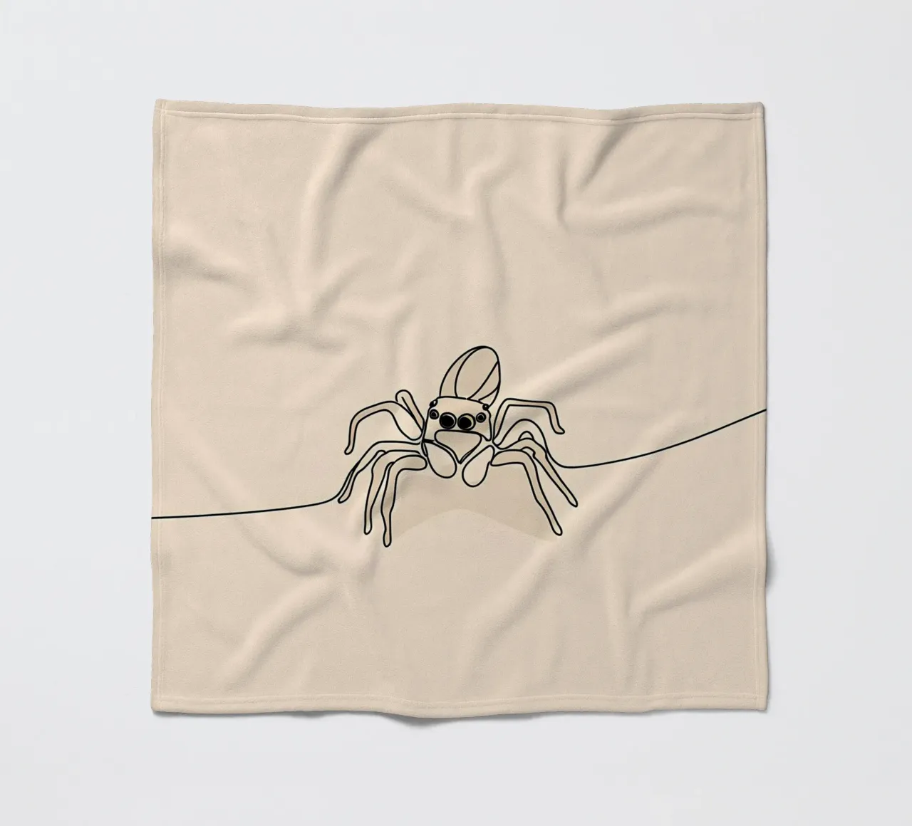 Disegno lineare minimalista di un ragno coperta in pile da Viv Line Art