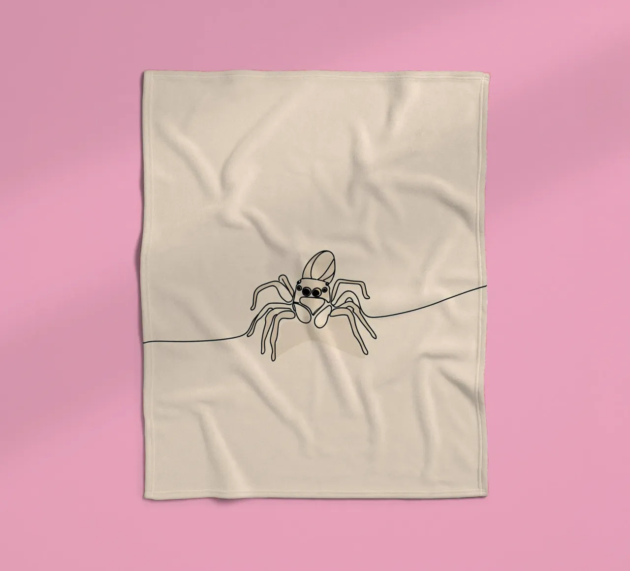 Disegno lineare minimalista di un ragno coperta in pile da Viv Line Art