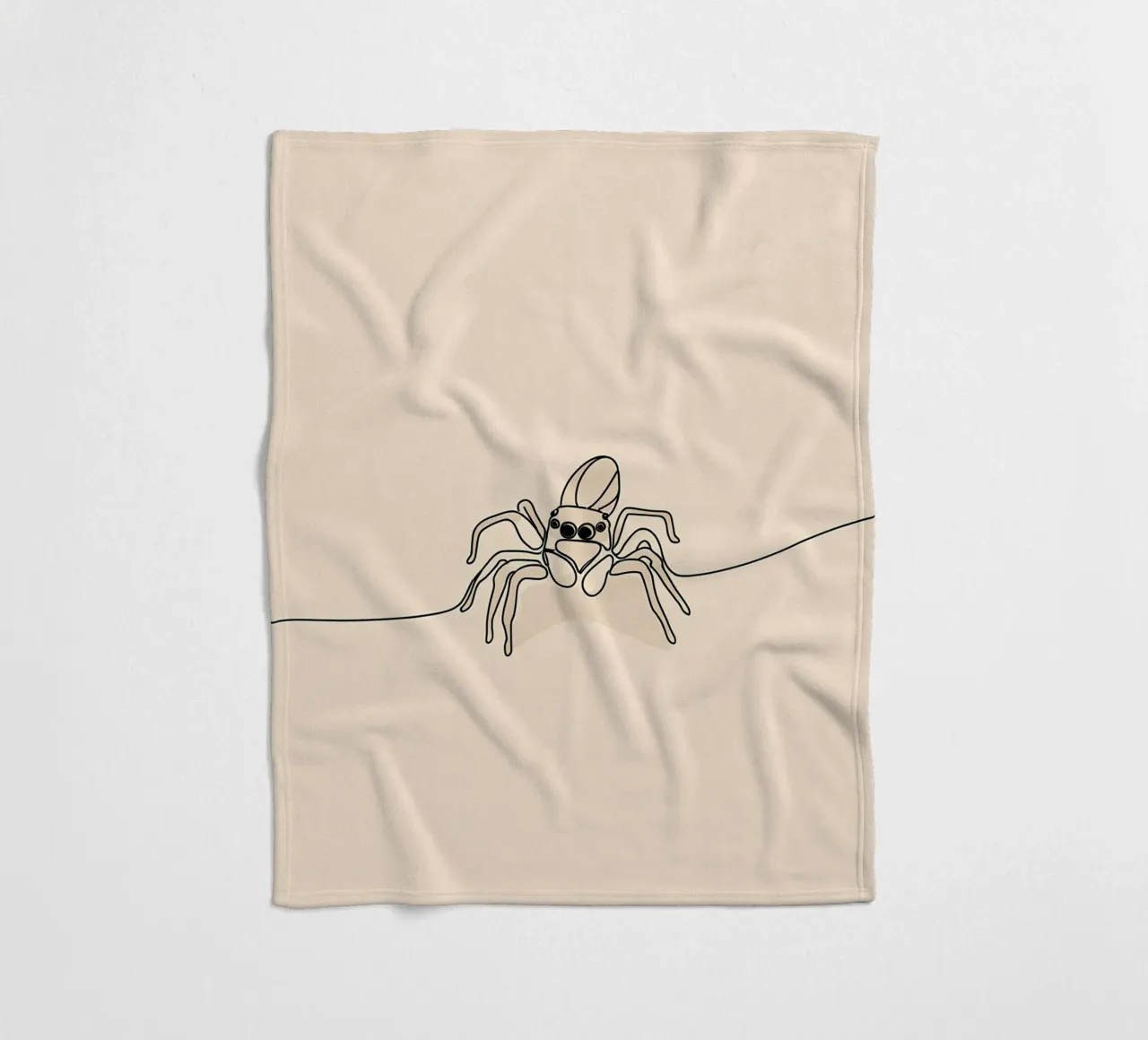 Disegno lineare minimalista di un ragno coperta in pile da Viv Line Art