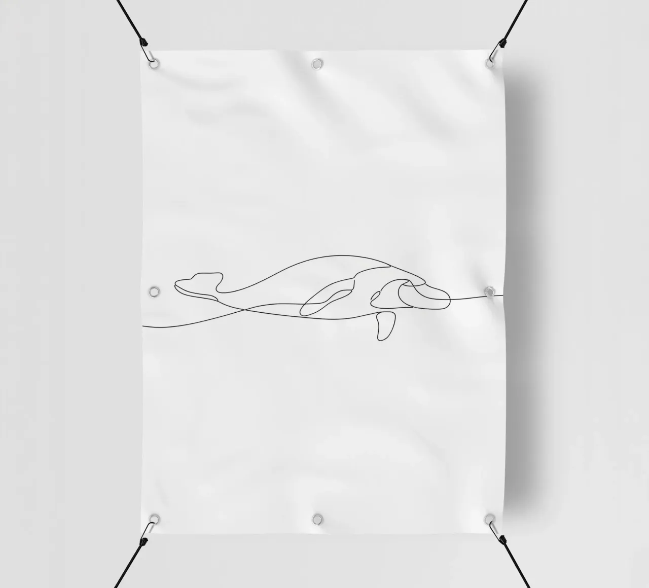 Wal im Ozean Minimalist Line Art Zeichnung PVC Plane von Viv Line Art
