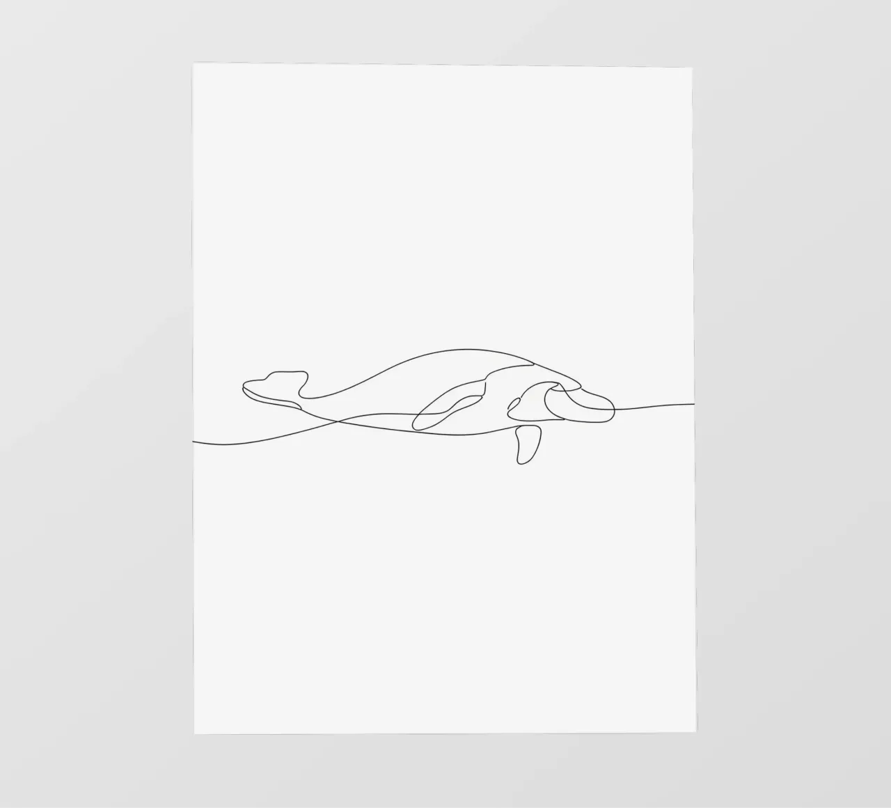Wal im Ozean Minimalist Line Art Zeichnung PVC Plane von Viv Line Art