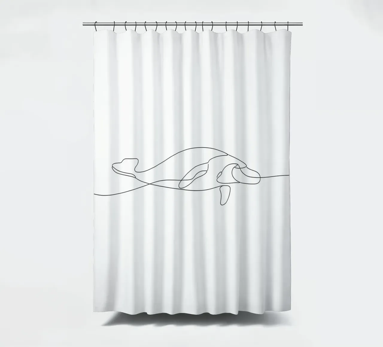 Wal im Ozean Minimalist Line Art Zeichnung Duschvorhang von Viv Line Art