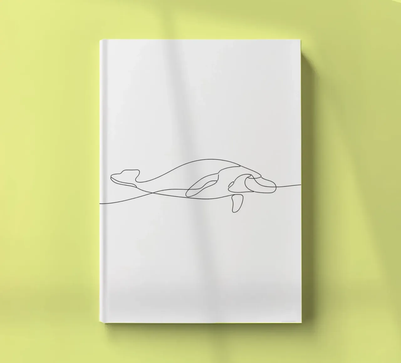 Baleine dans l'océan Dessin au trait minimaliste carnet de notes de Viv Line Art