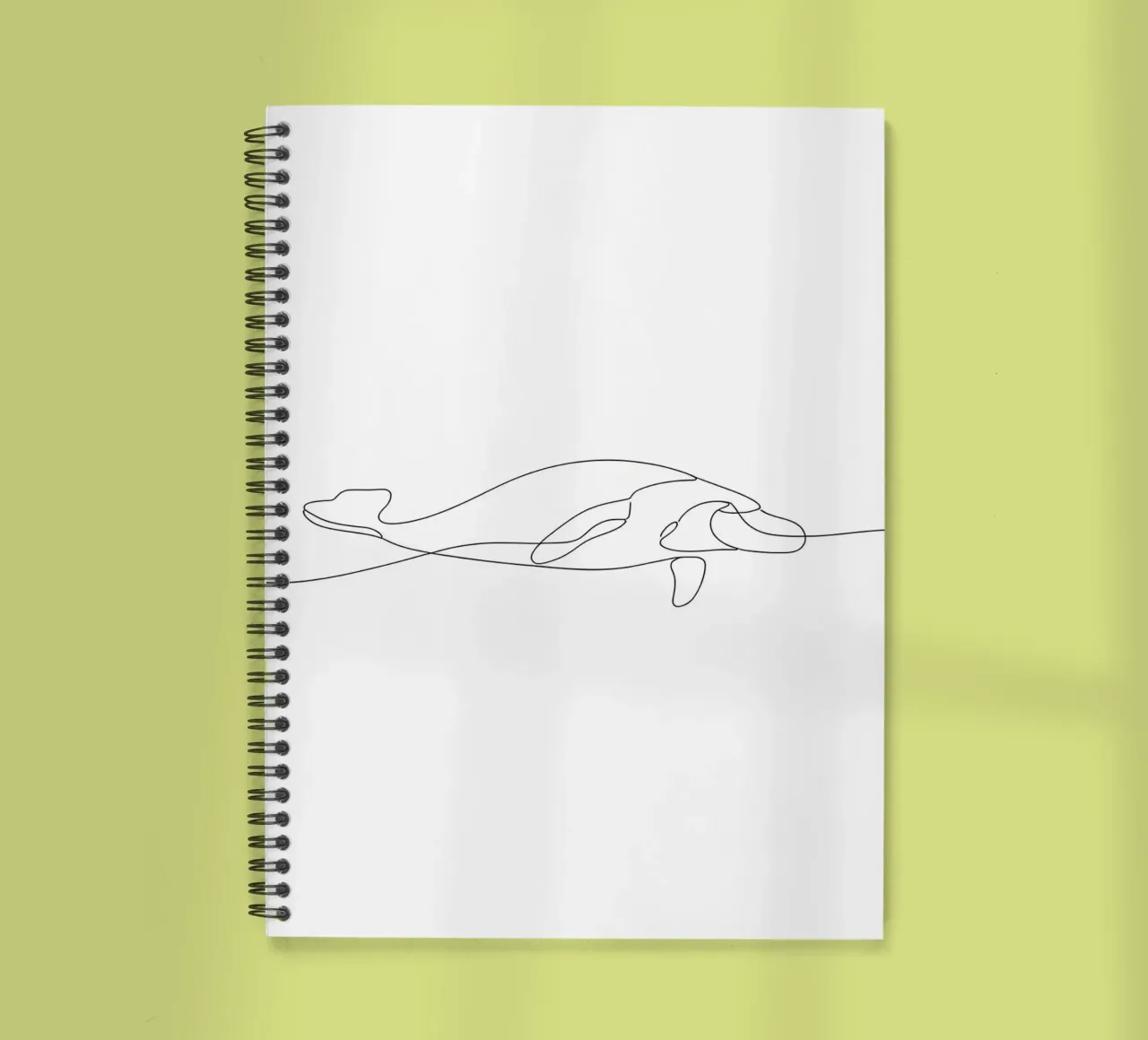 Whale in the Ocean Minimalist Line Art Drawing spiral notebook by Viv Line Art