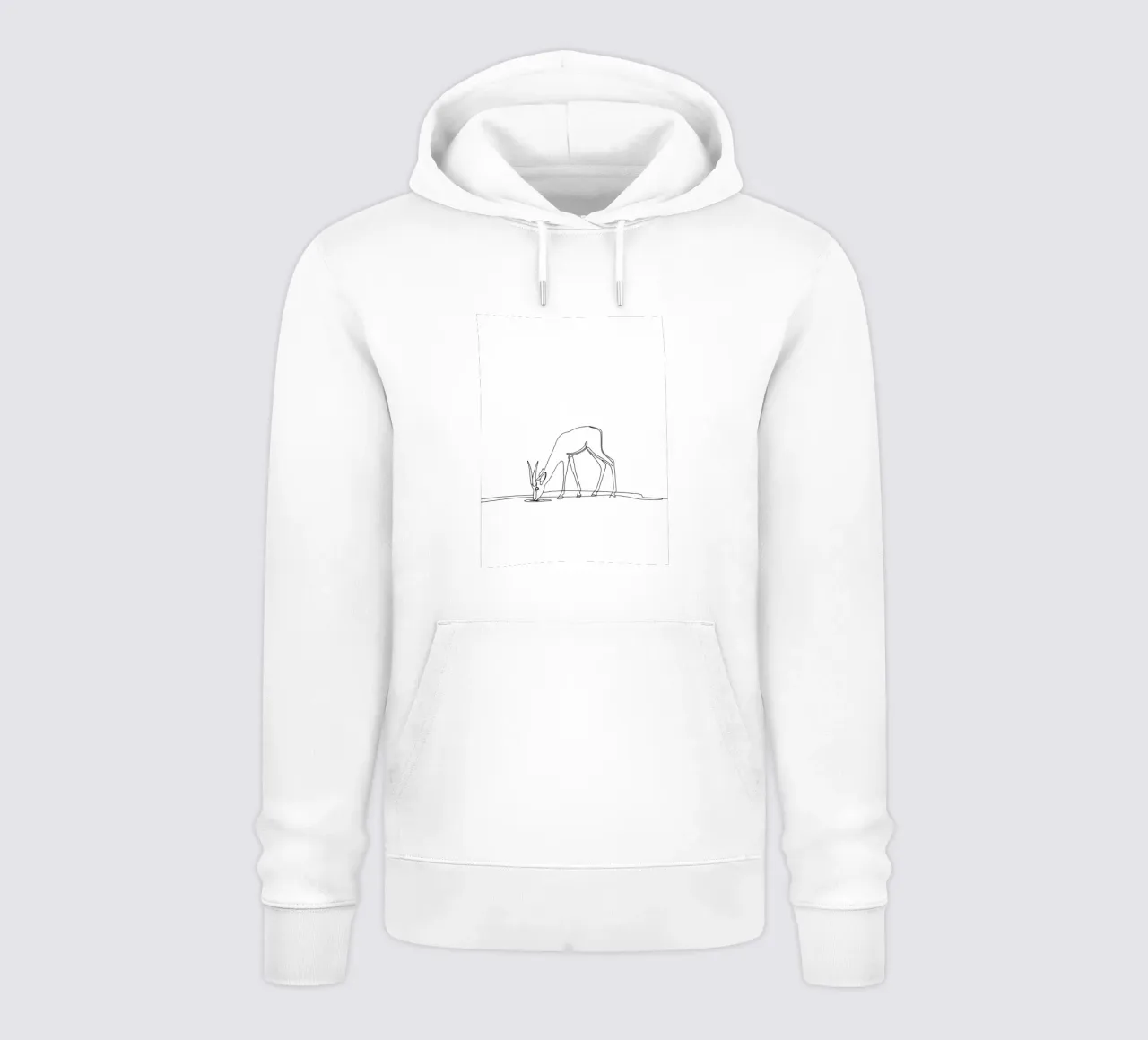 Antelope che beve acqua Disegno lineare minimalista felpa con cappuccio da Viv Line Art