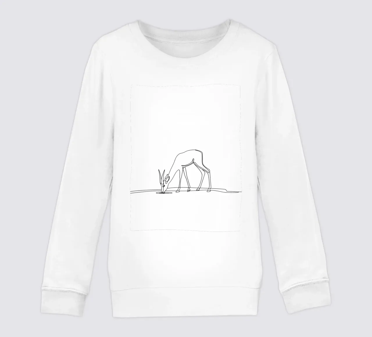 Antelope che beve acqua Disegno lineare minimalista felpa bambino da Viv Line Art