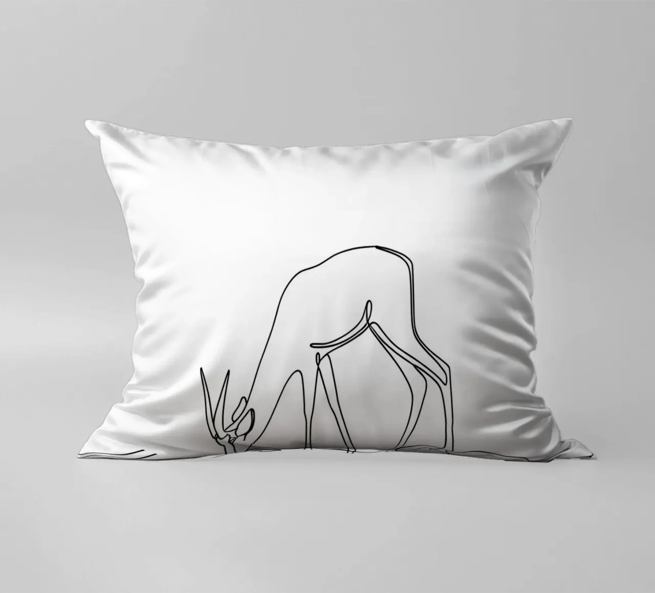 Antelope che beve acqua Disegno lineare minimalista cuscino da Viv Line Art