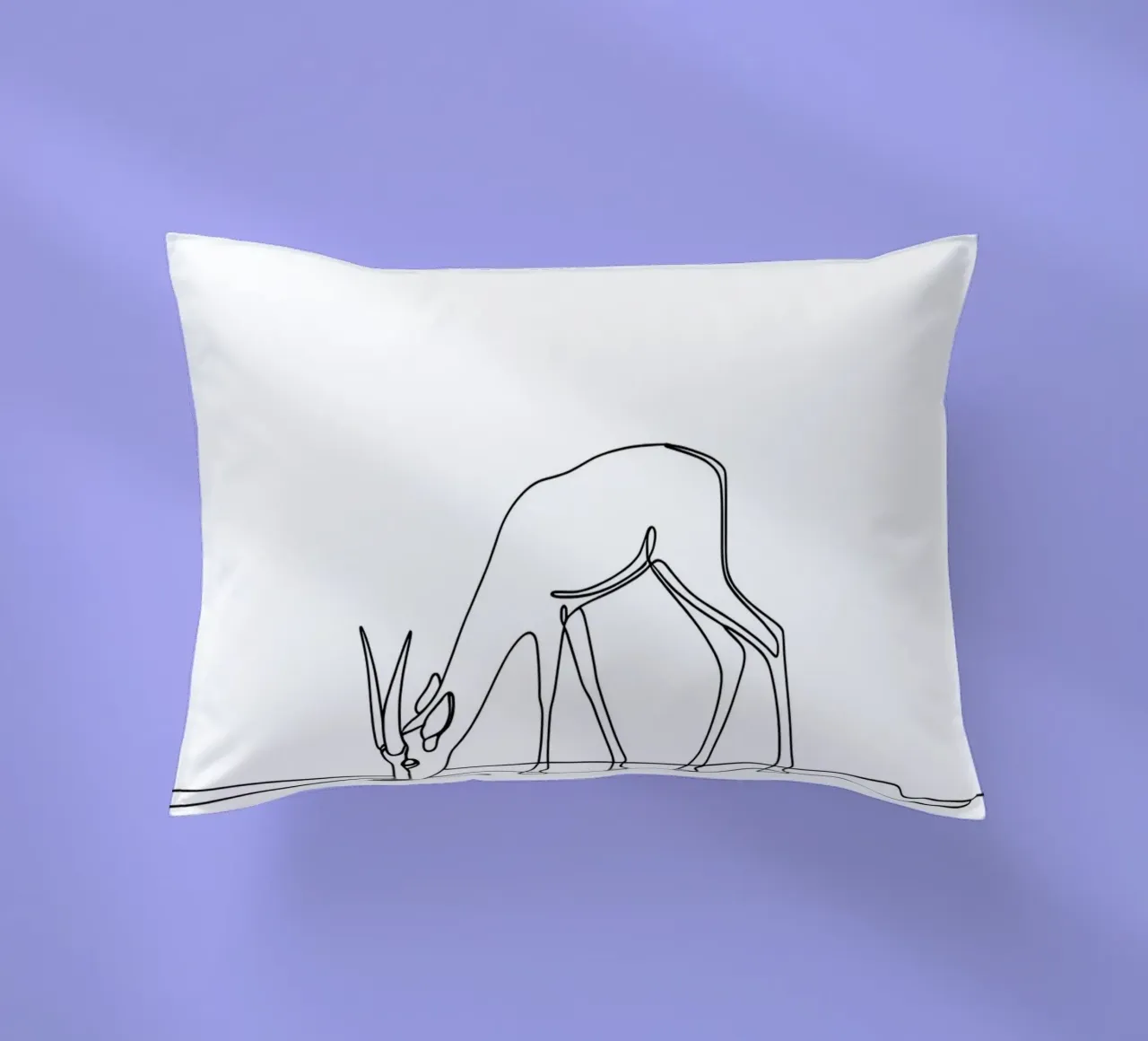 Antelope che beve acqua Disegno lineare minimalista cuscino da Viv Line Art