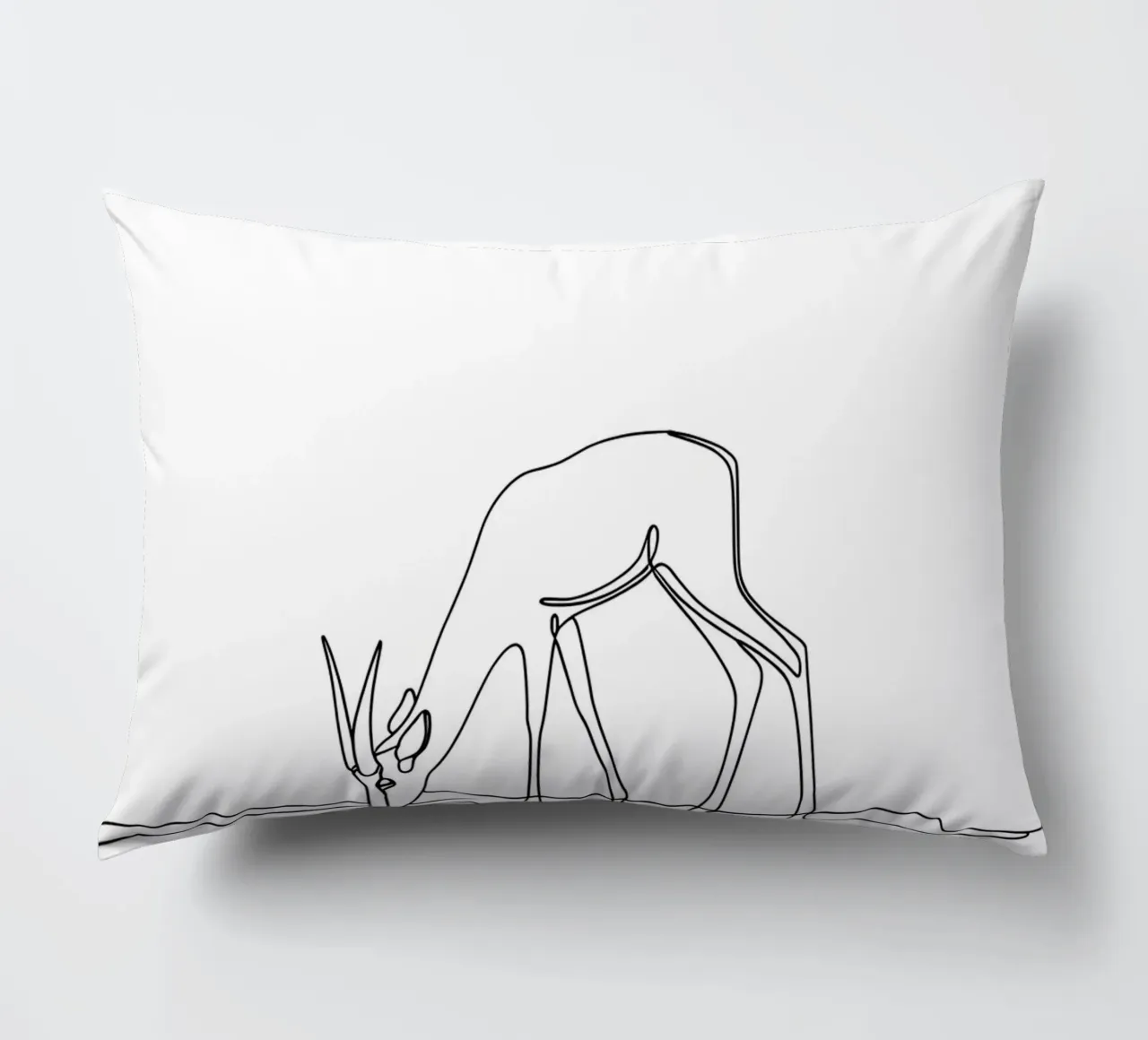 Antelope che beve acqua Disegno lineare minimalista cuscino da Viv Line Art