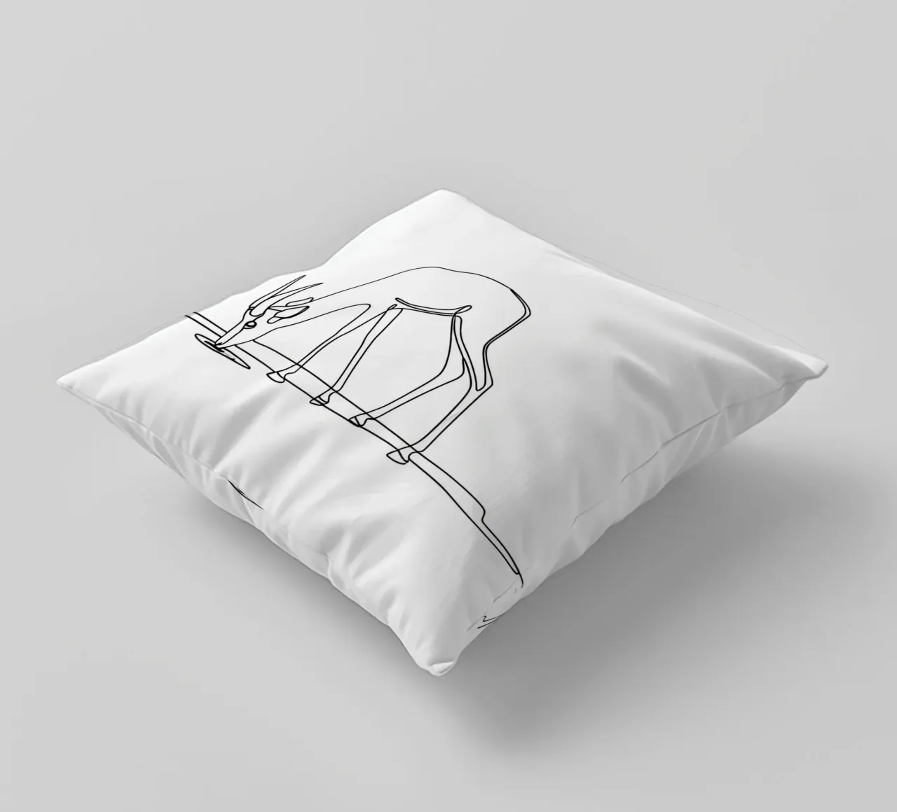Antelope che beve acqua Disegno lineare minimalista cuscino da Viv Line Art