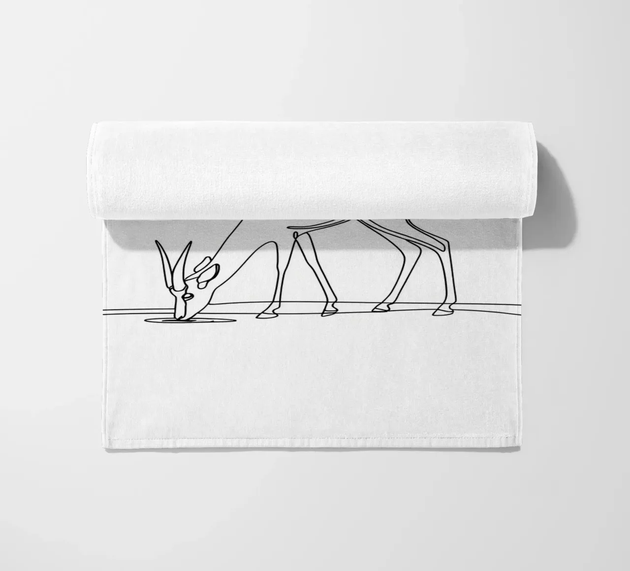 Antelope che beve acqua Disegno lineare minimalista telo mare da Viv Line Art