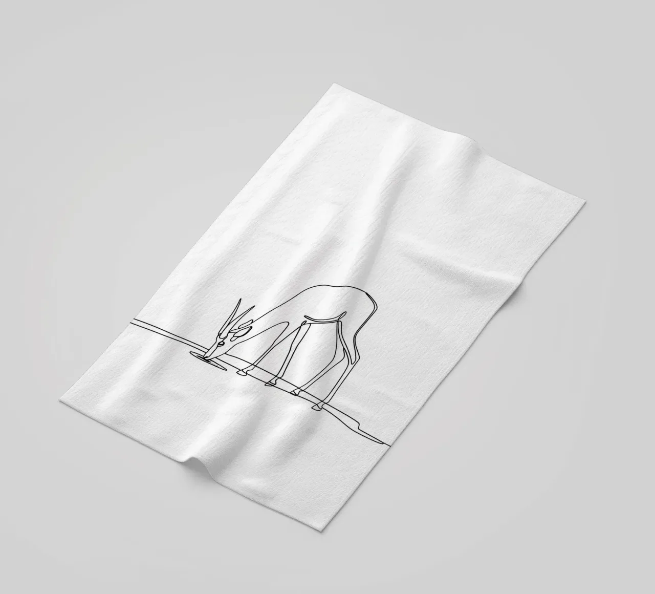Antelope che beve acqua Disegno lineare minimalista telo mare da Viv Line Art