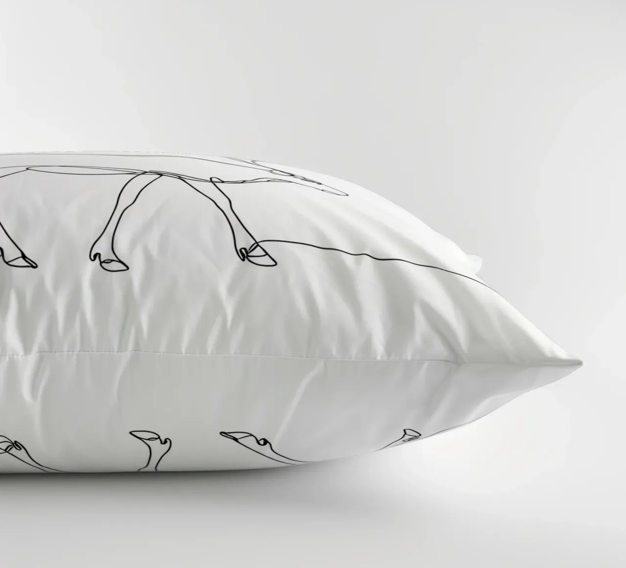Deer Walking Minimalist Line Art Drawing decorative cushion by Viv Line Art