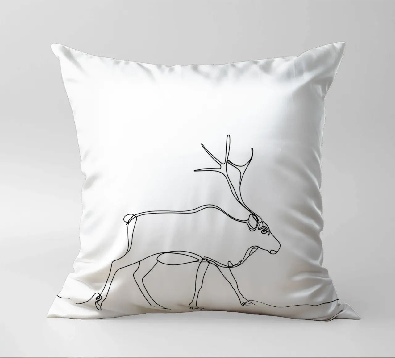 Deer Walking Minimalist Line Art Drawing decorative cushion by Viv Line Art