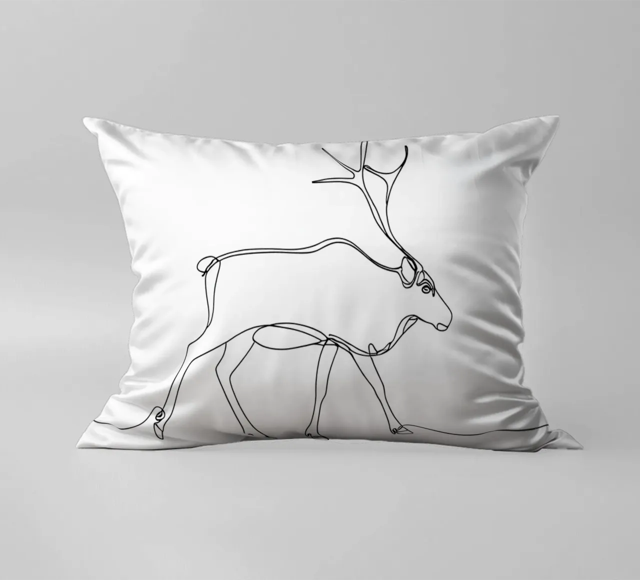 Deer Walking Minimalist Line Art Drawing decorative cushion by Viv Line Art