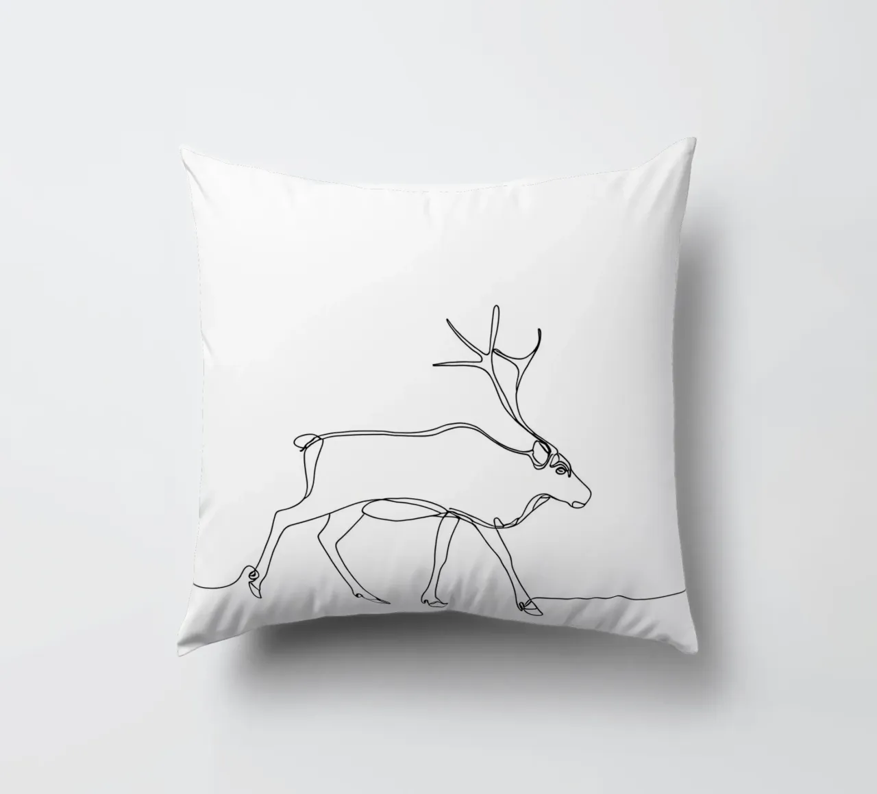 Deer Walking Minimalist Line Art Drawing decorative cushion by Viv Line Art