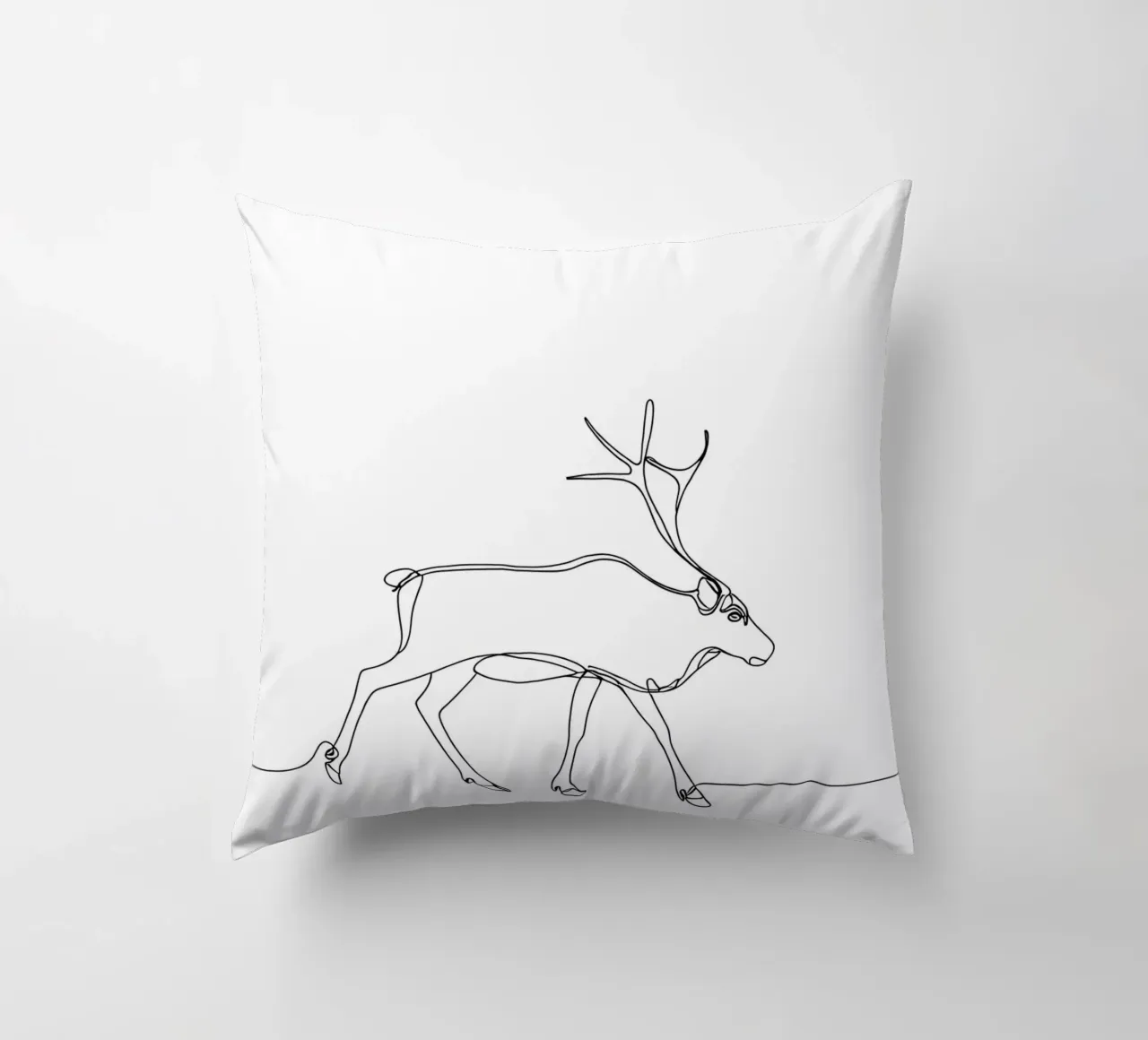 Deer Walking Minimalist Line Art Drawing decorative cushion by Viv Line Art