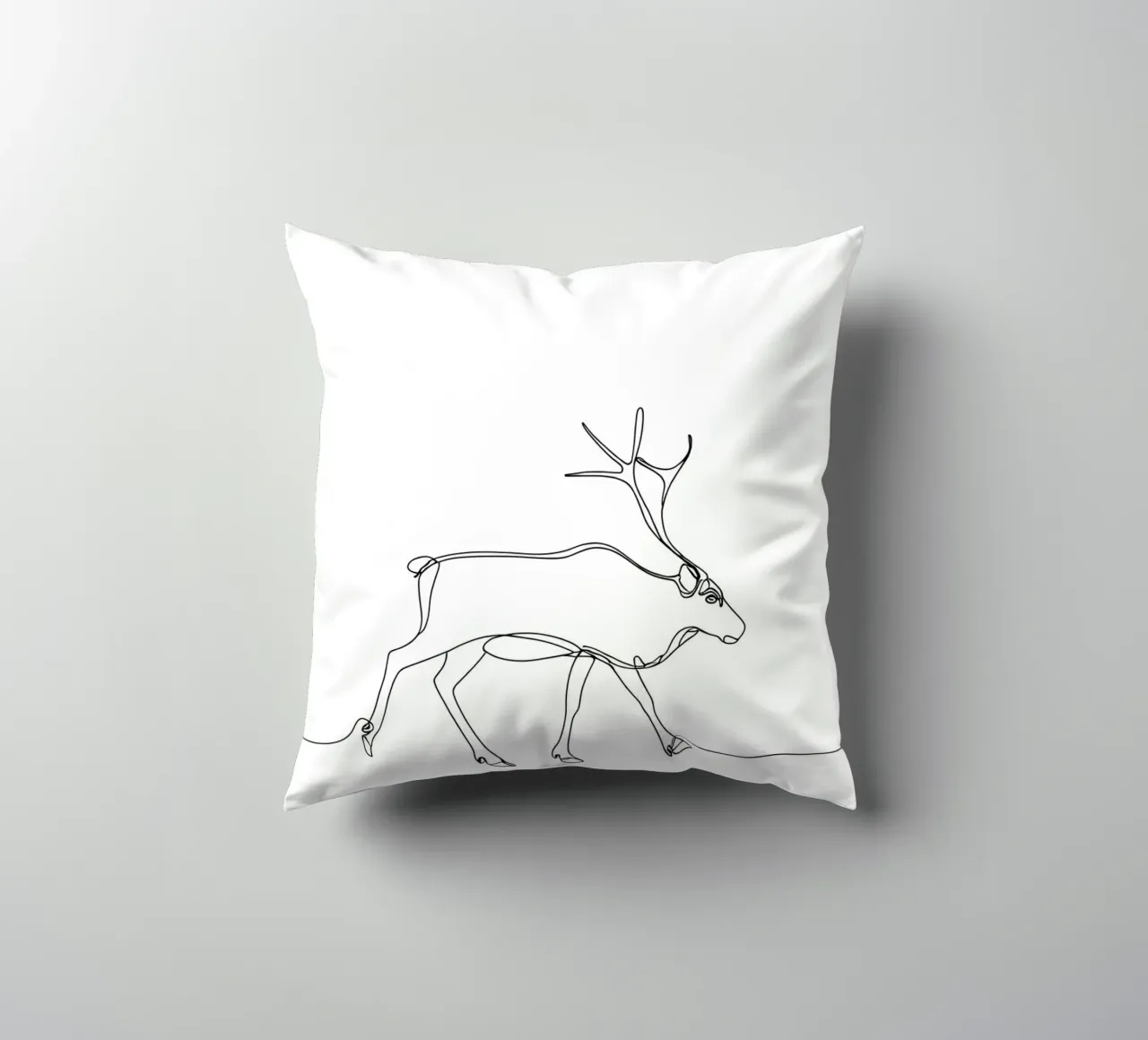 Deer Walking Minimalist Line Art Drawing decorative cushion by Viv Line Art