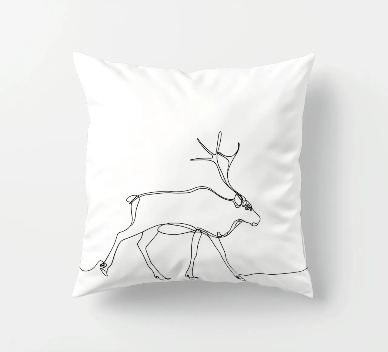 Deer Walking Minimalist Line Art Drawing decorative cushion by Viv Line Art