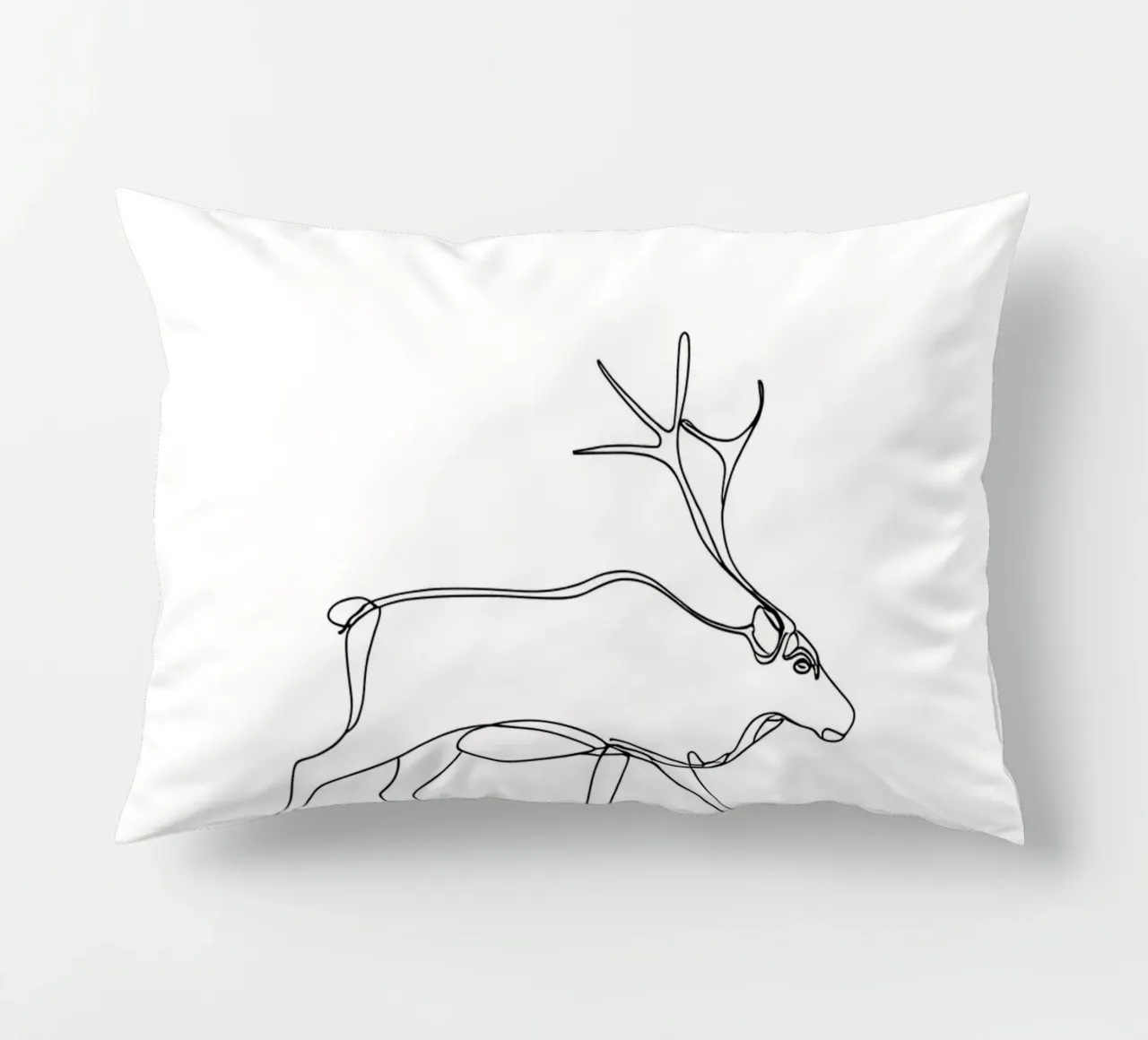 Deer Walking Minimalist Line Art Drawing decorative cushion by Viv Line Art