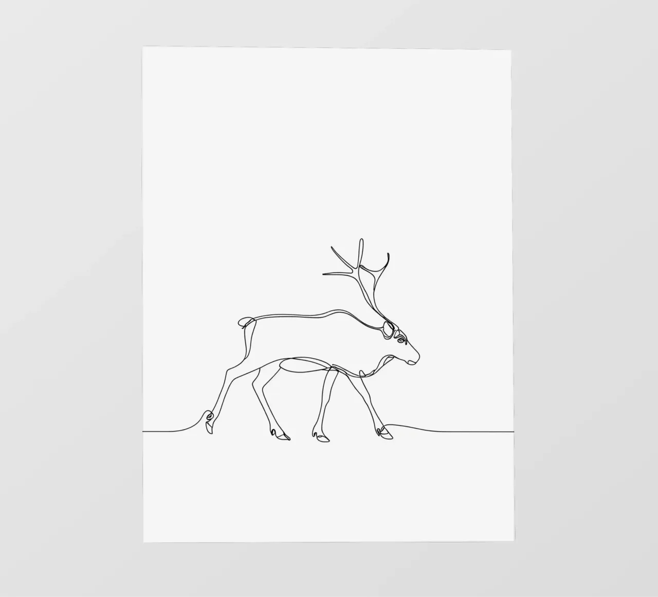 Cerf marchant Dessin au trait minimaliste bâche pvc de Viv Line Art