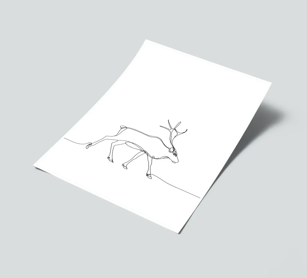 Cerf marchant Dessin au trait minimaliste planche autocollant de Viv Line Art