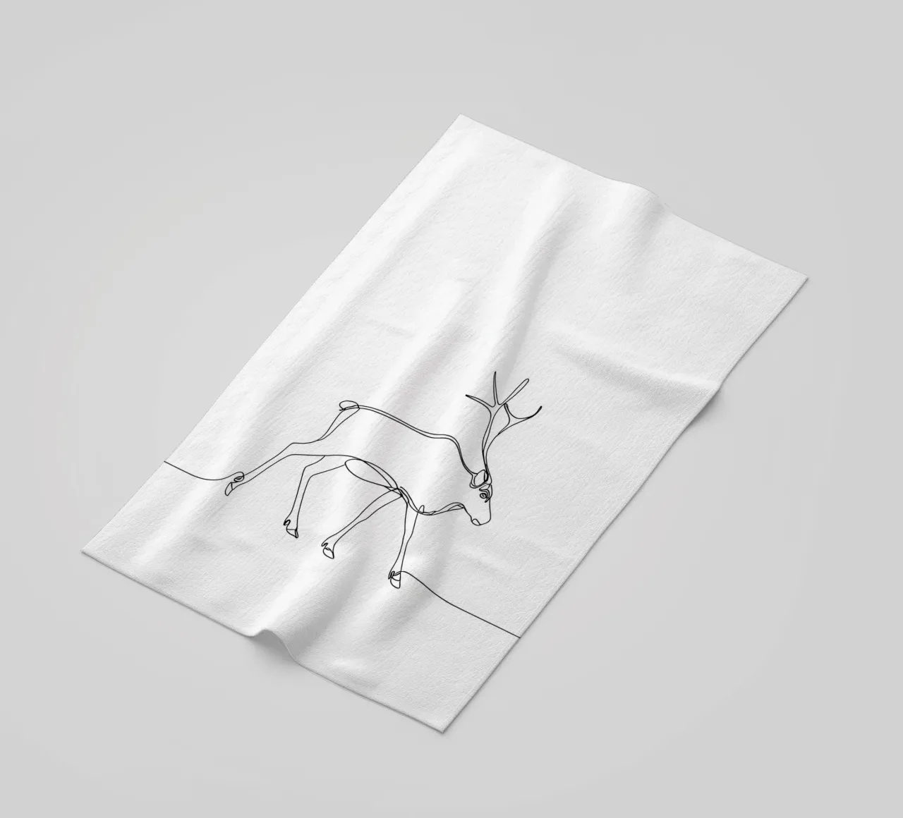 Deer Walking Minimalist Line Art Drawing beach towel by Viv Line Art