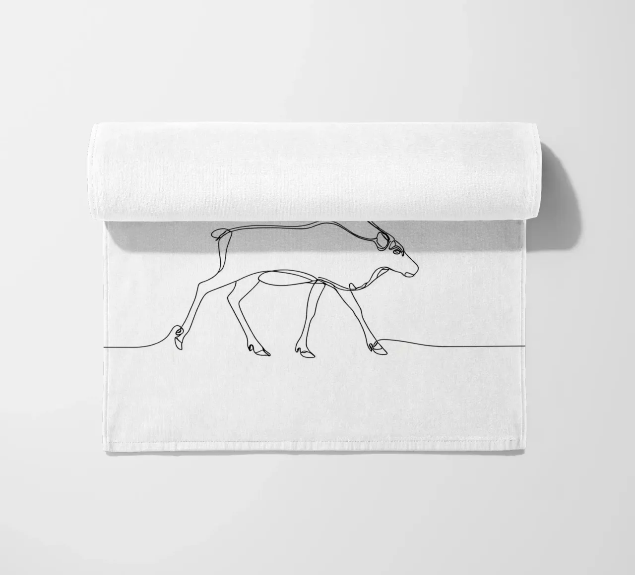 Deer Walking Minimalist Line Art Drawing beach towel by Viv Line Art