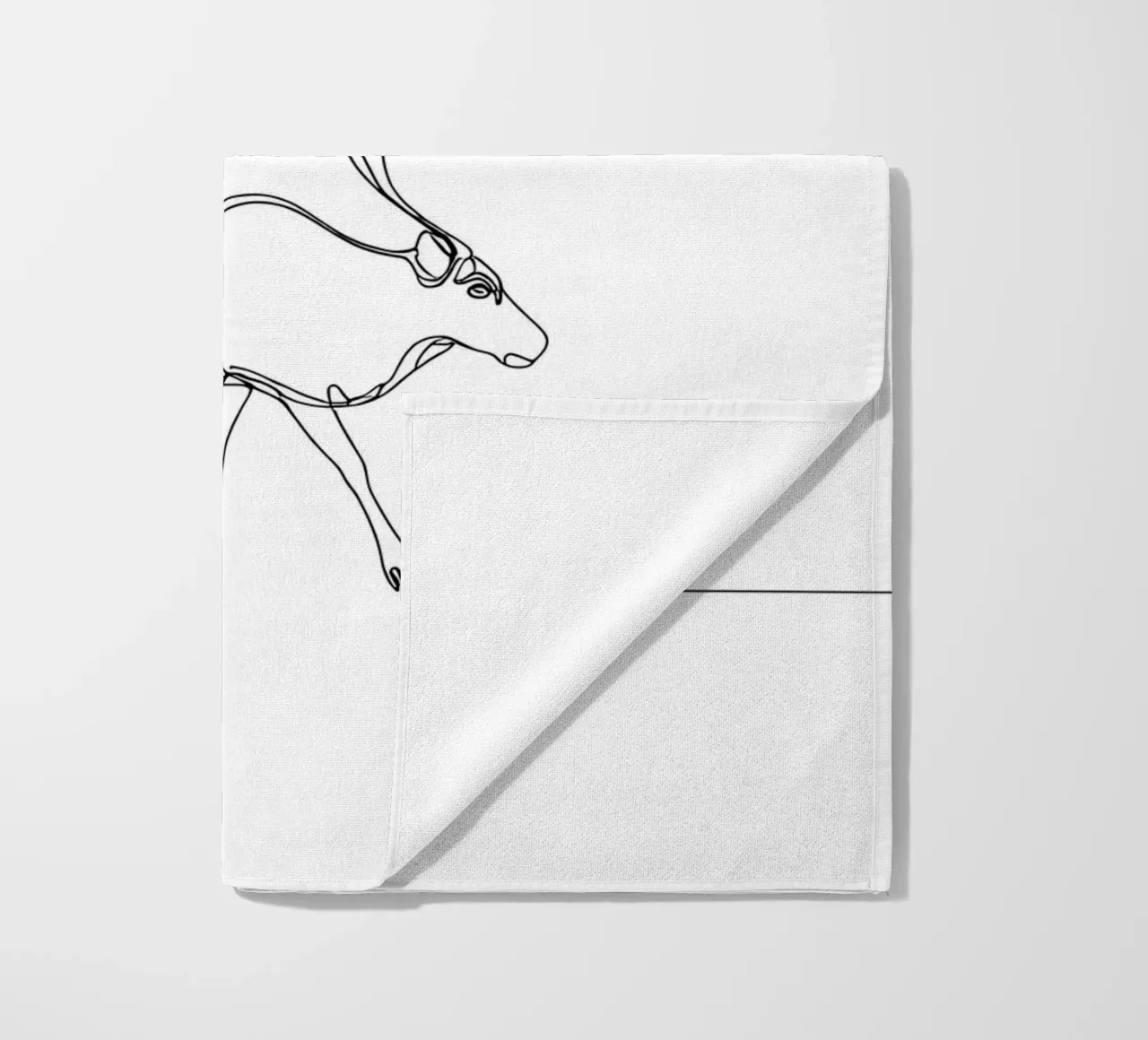 Deer Walking Minimalist Line Art Drawing beach towel by Viv Line Art