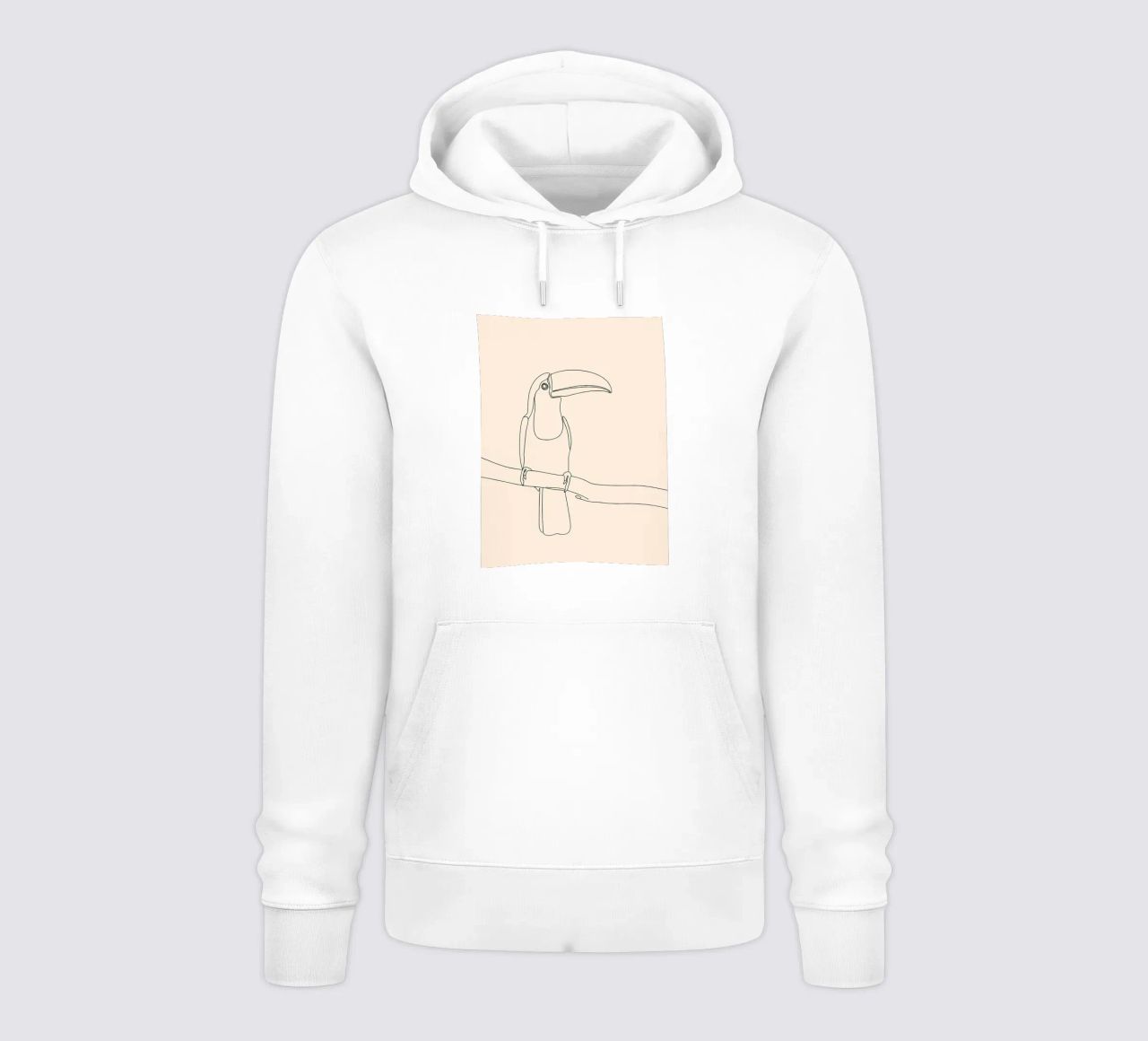 Tucano sul ramo Disegno d'arte lineare minimalista felpa con cappuccio da Viv Line Art