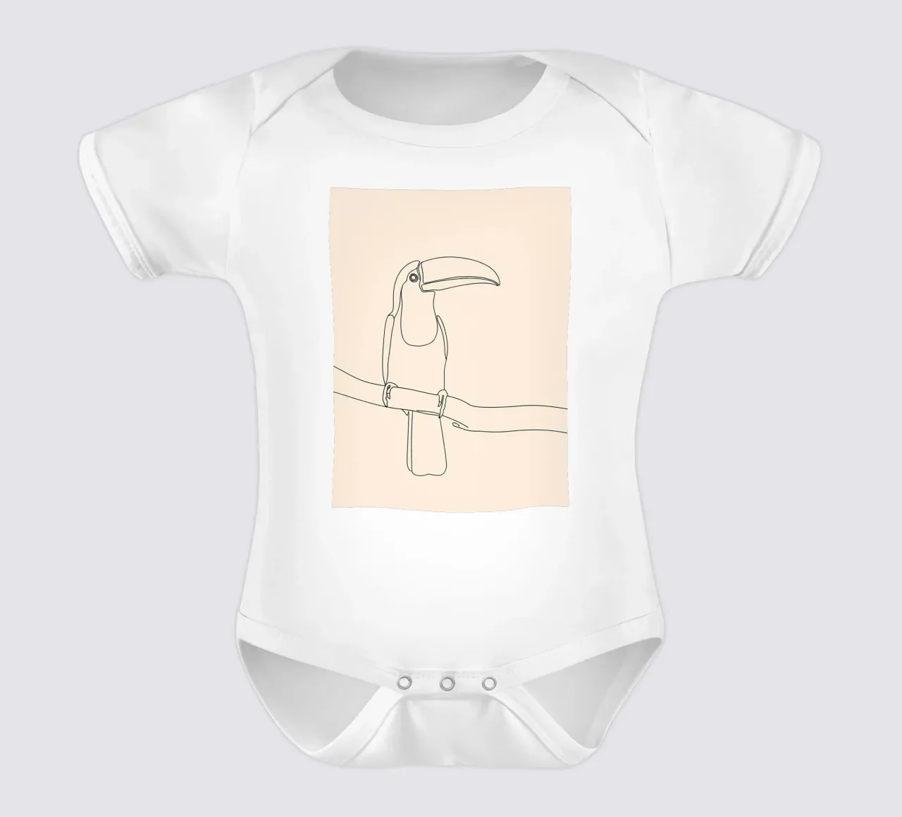 Toucan on the Branch Minimalist Line Art Drawing short-sleeve baby romper by Viv Line Art