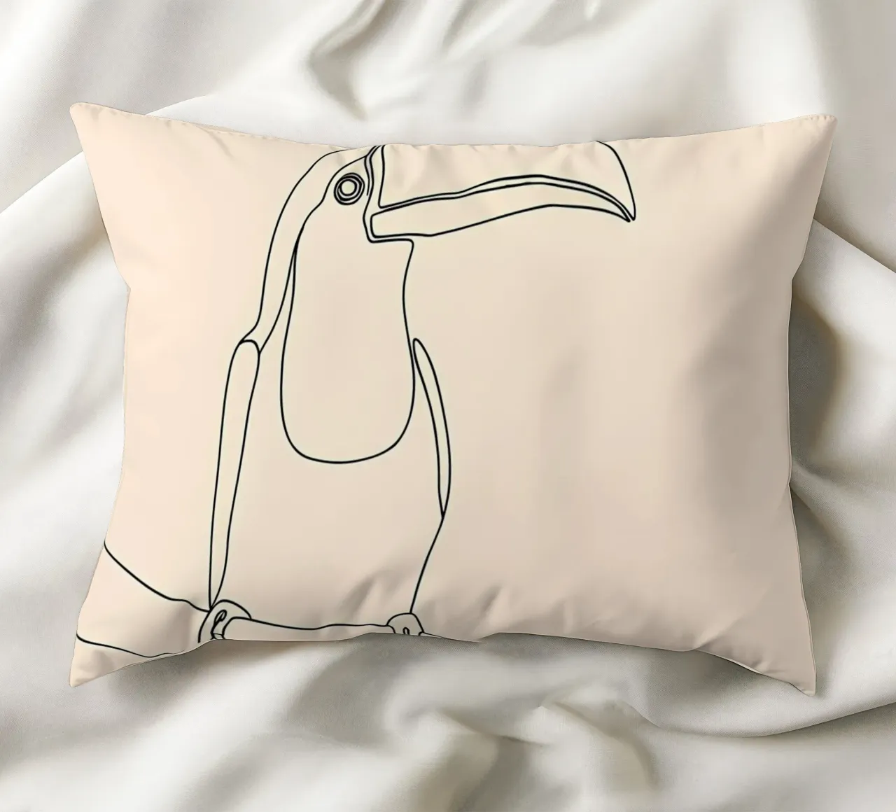 Toucan on the Branch Minimalist Line Art Drawing decorative cushion by Viv Line Art