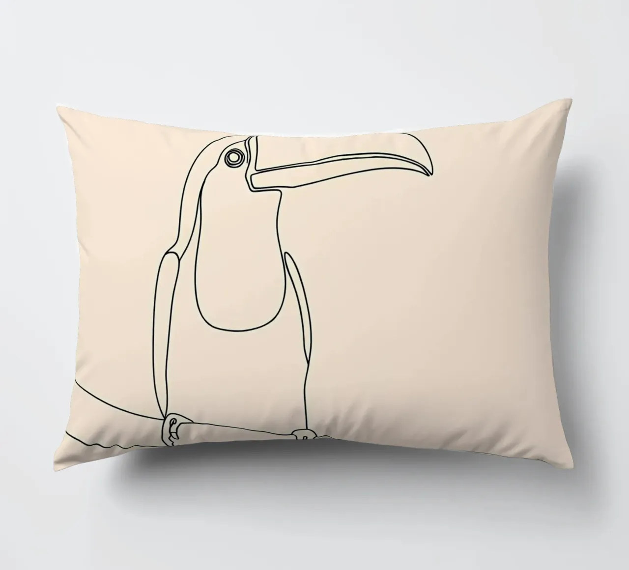 Toucan on the Branch Minimalist Line Art Drawing decorative cushion by Viv Line Art