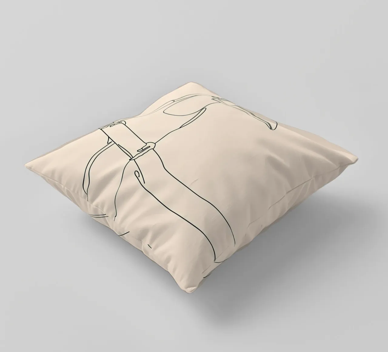 Toucan on the Branch Minimalist Line Art Drawing decorative cushion by Viv Line Art