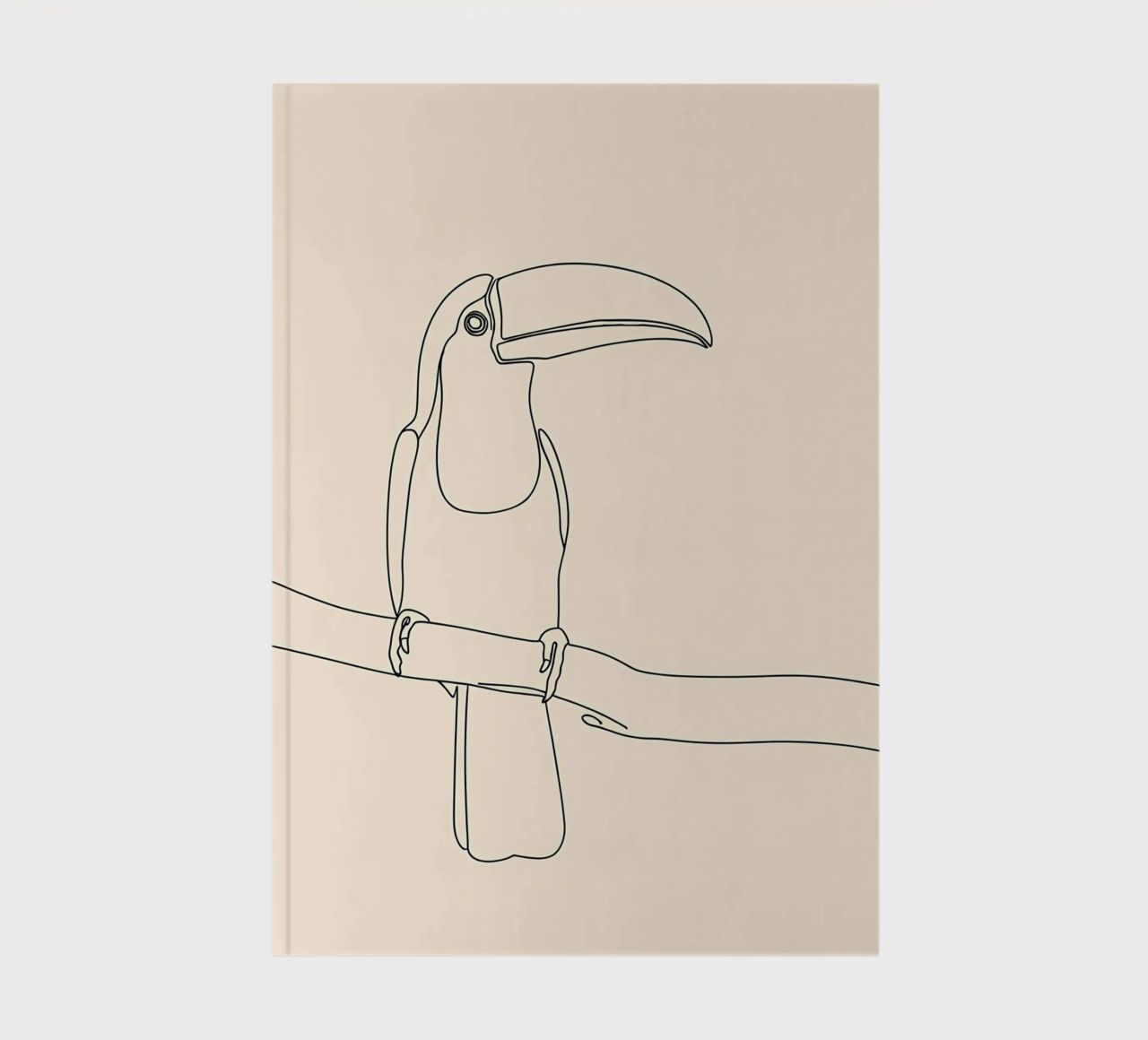 Toucan on the Branch Minimalist Line Art Drawing notebook by Viv Line Art