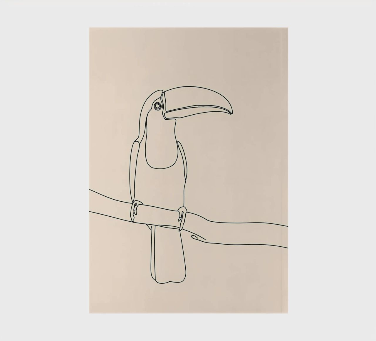 Toucan on the Branch Minimalist Line Art Drawing notebook by Viv Line Art