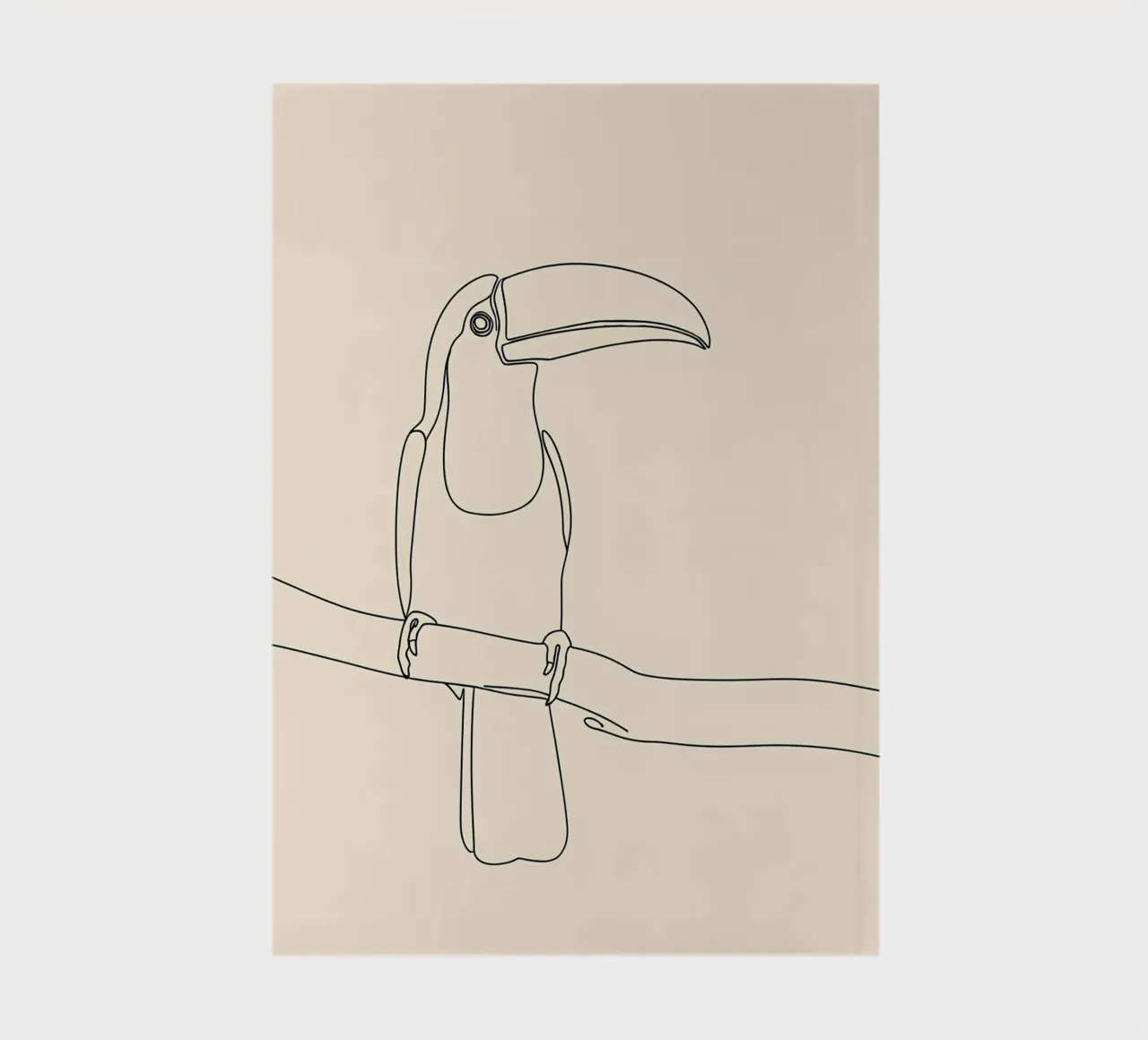 Tukan auf dem Zweig Minimalist Line Art Zeichnung Notizbuch von Viv Line Art
